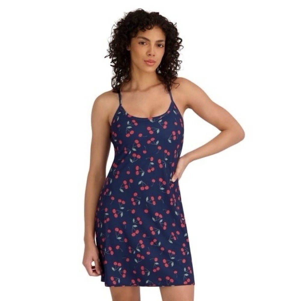 Outdoor Voices Women's Exercise Dress Size Medium Workout Navy Blue Cherries